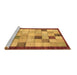 Sideview of Machine Washable Checkered Brown Modern Rug, wshabs950brn