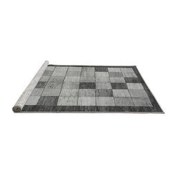 Sideview of Machine Washable Checkered Gray Modern Rug, wshabs950gry