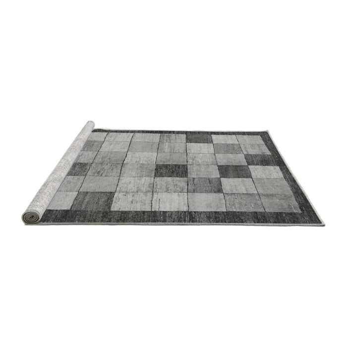 Sideview of Machine Washable Checkered Gray Modern Rug, wshabs950gry
