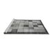 Sideview of Machine Washable Checkered Gray Modern Rug, wshabs950gry