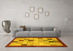 Machine Washable Checkered Yellow Modern Rug in a Living Room, wshabs950yw
