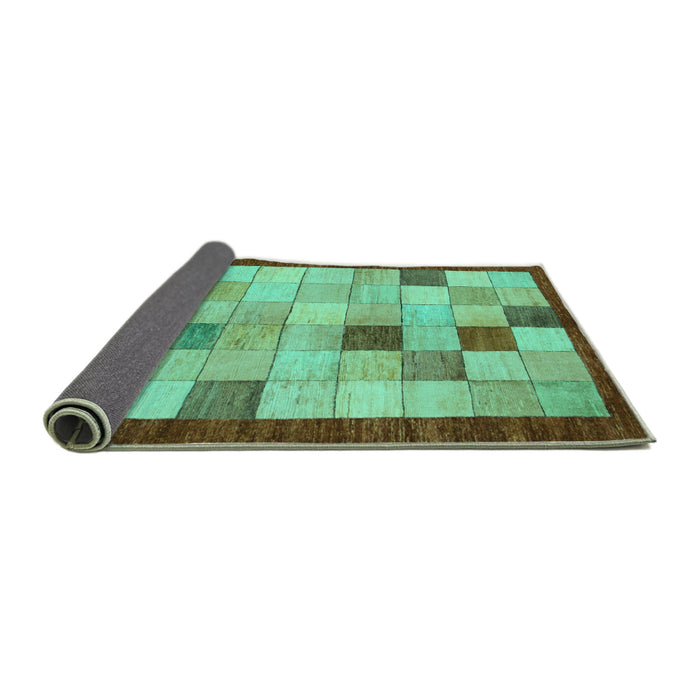 Sideview of Checkered Turquoise Modern Rug, abs950turq