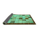 Sideview of Checkered Turquoise Modern Rug, abs950turq