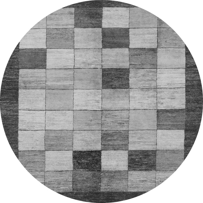 Round Checkered Gray Modern Rug, abs950gry