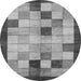 Round Checkered Gray Modern Rug, abs950gry