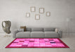 Machine Washable Checkered Pink Modern Rug in a Living Room, wshabs950pnk