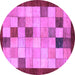 Round Machine Washable Checkered Purple Modern Area Rugs, wshabs950pur