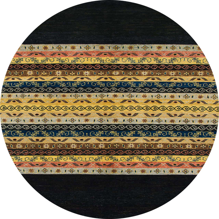 Round Abstract Black Modern Rug, abs951