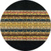 Round Machine Washable Abstract Black Rug, wshabs951