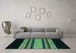 Machine Washable Abstract Turquoise Modern Area Rugs in a Living Room,, wshabs951turq