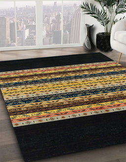 Abstract Black Modern Rug in Family Room, abs951