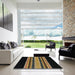 Square Abstract Black Modern Rug in a Living Room, abs951