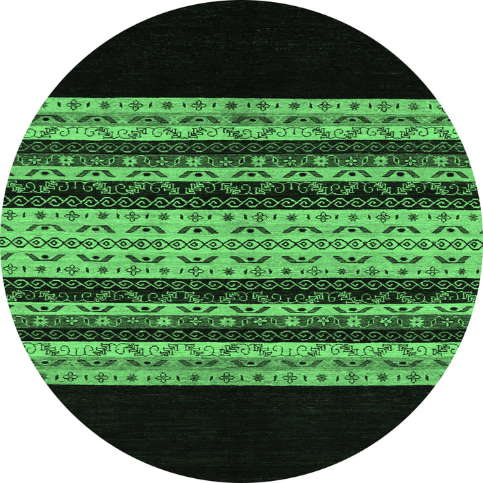 Round Abstract Emerald Green Modern Rug, abs951emgrn