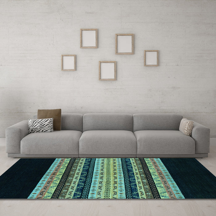 Machine Washable Abstract Light Blue Modern Rug in a Living Room, wshabs951lblu