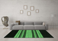 Machine Washable Abstract Emerald Green Modern Rug, wshabs951emgrn