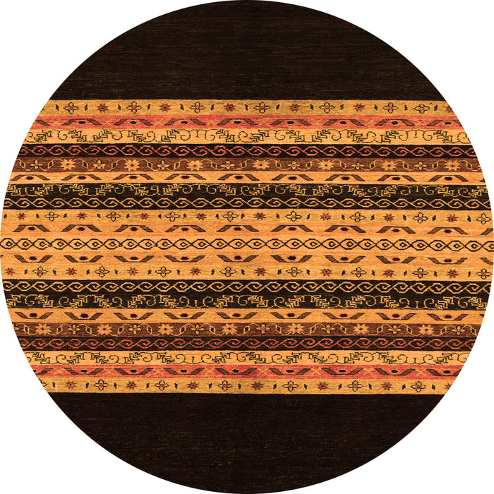 Round Machine Washable Abstract Orange Modern Area Rugs, wshabs951org