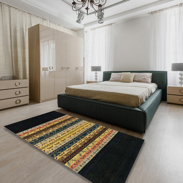 Machine Washable Abstract Black Rug in a Bedroom, wshabs951