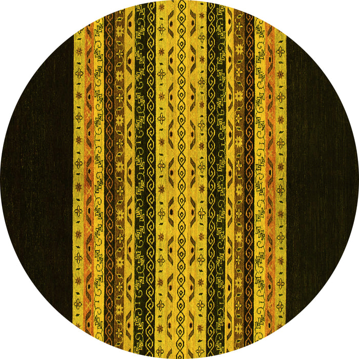 Round Machine Washable Abstract Yellow Modern Rug, wshabs951yw