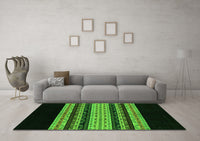 Machine Washable Abstract Green Modern Rug, wshabs951grn