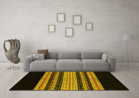 Machine Washable Abstract Yellow Modern Rug, wshabs951yw