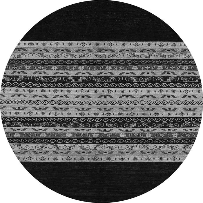 Round Machine Washable Abstract Gray Modern Rug, wshabs951gry