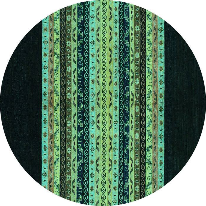 Round Abstract Turquoise Modern Rug, abs951turq