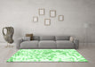 Machine Washable Abstract Emerald Green Modern Area Rugs in a Living Room,, wshabs952emgrn