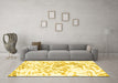 Machine Washable Abstract Yellow Modern Rug in a Living Room, wshabs952yw