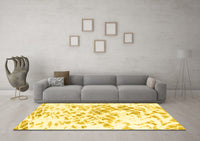 Machine Washable Abstract Yellow Modern Rug, wshabs952yw