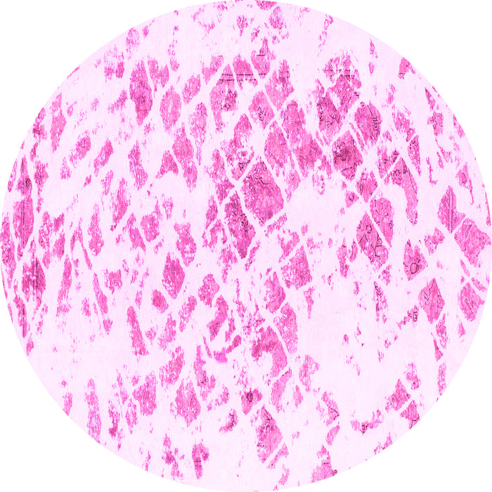 Round Abstract Pink Modern Rug, abs952pnk