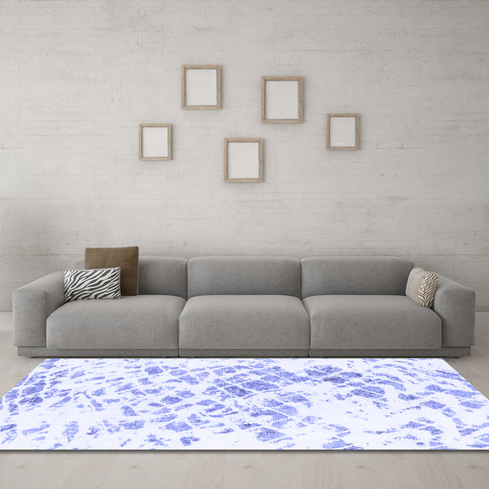Machine Washable Abstract Blue Modern Rug in a Living Room, wshabs952blu
