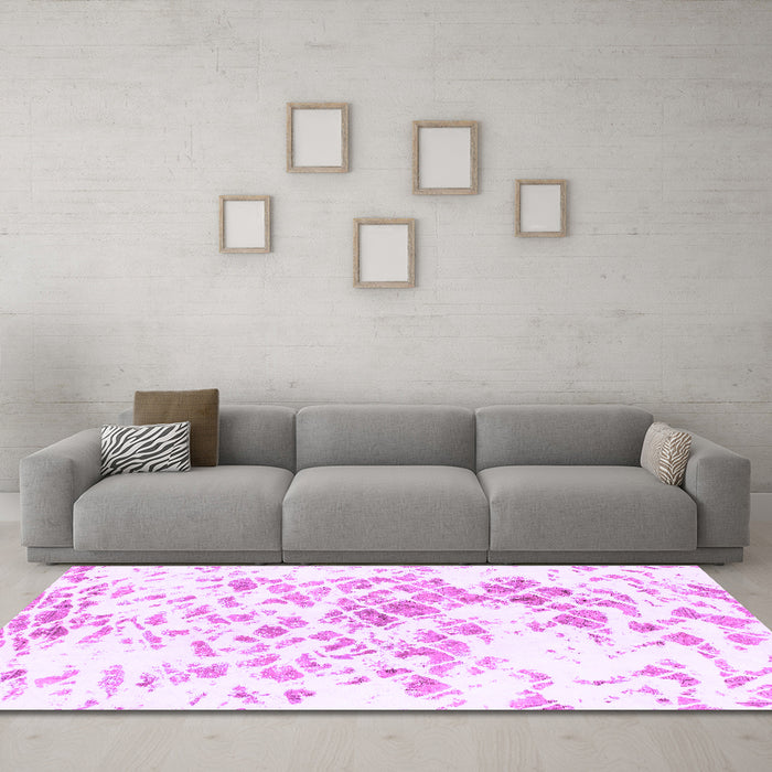 Machine Washable Abstract Purple Modern Area Rugs in a Living Room, wshabs952pur