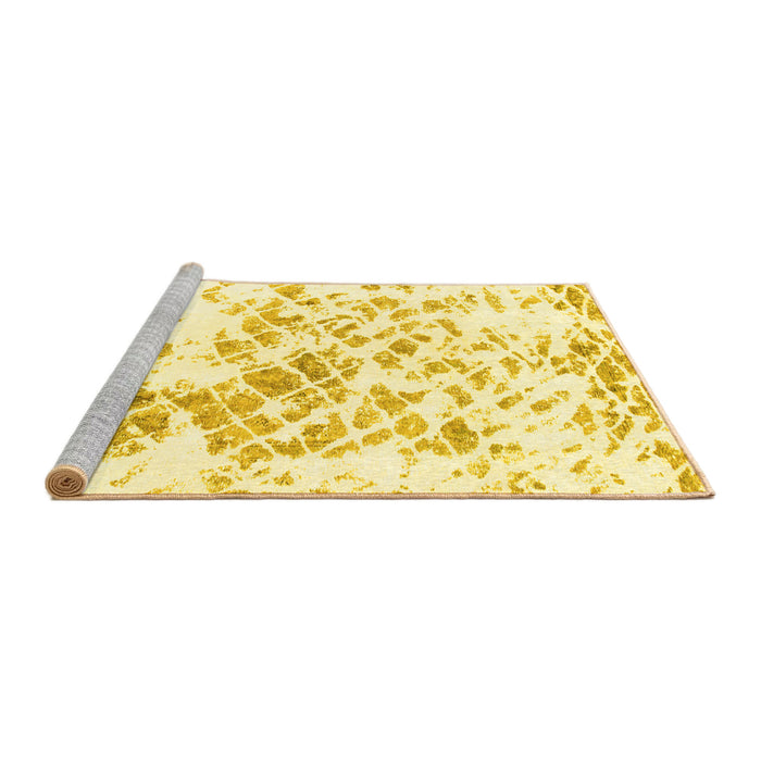 Sideview of Machine Washable Abstract Yellow Modern Rug, wshabs952yw