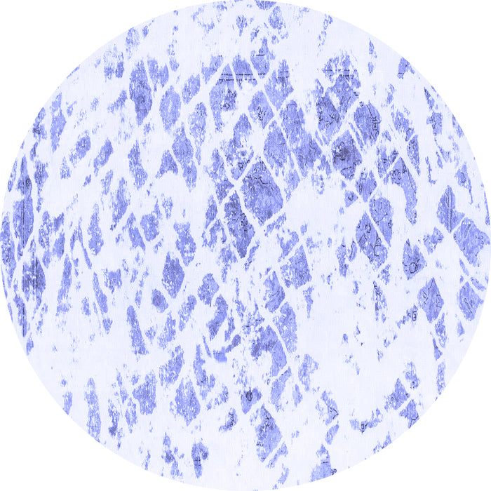 Round Machine Washable Abstract Blue Modern Rug, wshabs952blu