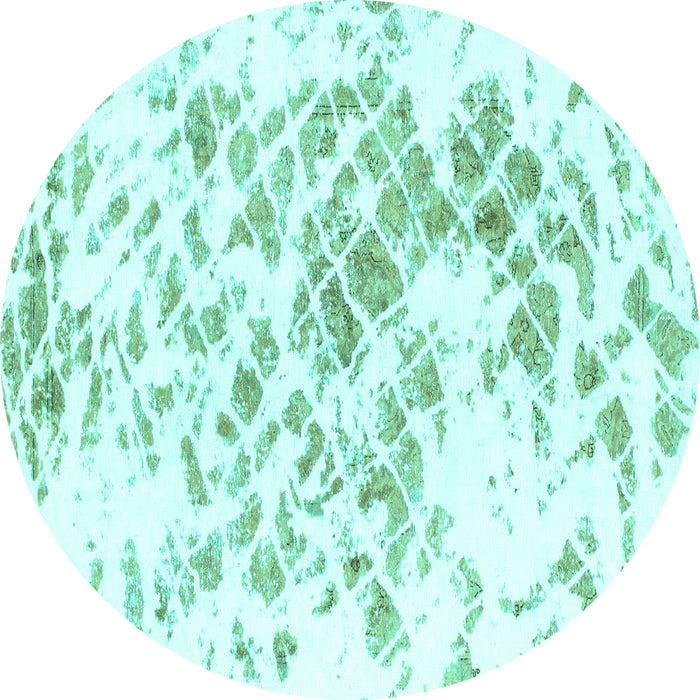 Round Abstract Turquoise Modern Rug, abs952turq