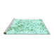 Sideview of Machine Washable Abstract Turquoise Modern Area Rugs, wshabs952turq