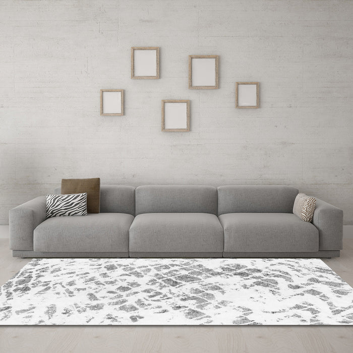 Machine Washable Abstract Gray Modern Rug in a Living Room,, wshabs952gry