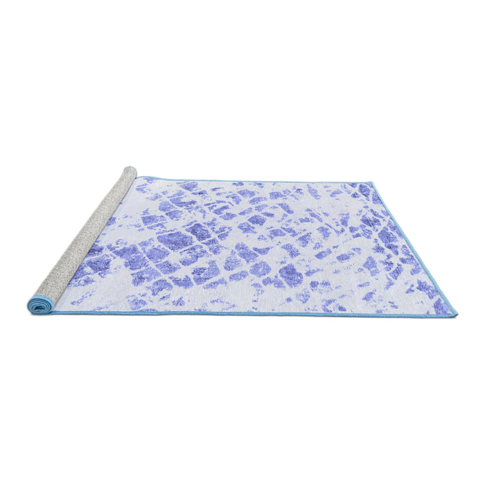 Sideview of Machine Washable Abstract Blue Modern Rug, wshabs952blu
