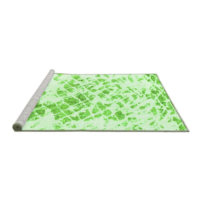 Sideview of Machine Washable Abstract Green Modern Area Rugs, wshabs952grn