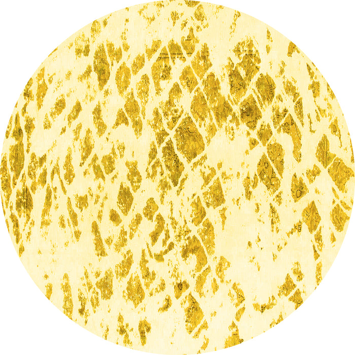 Round Abstract Yellow Modern Rug, abs952yw