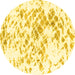 Round Abstract Yellow Modern Rug, abs952yw