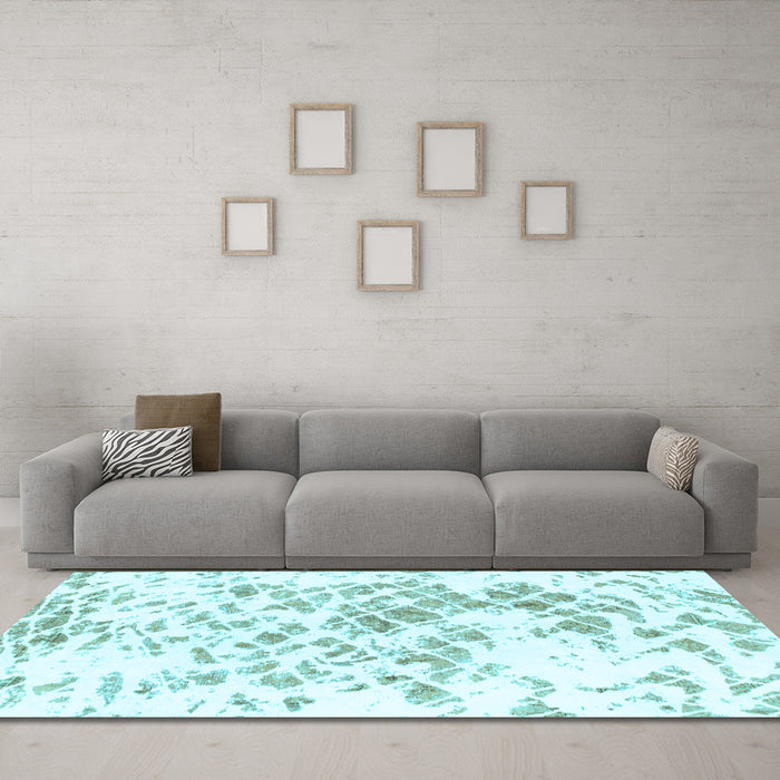 Machine Washable Abstract Light Blue Modern Rug in a Living Room, wshabs952lblu