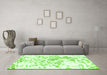 Machine Washable Abstract Green Modern Area Rugs in a Living Room,, wshabs952grn