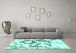 Machine Washable Abstract Turquoise Modern Area Rugs in a Living Room,, wshabs953turq