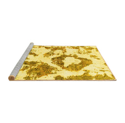 Sideview of Machine Washable Abstract Yellow Modern Rug, wshabs953yw
