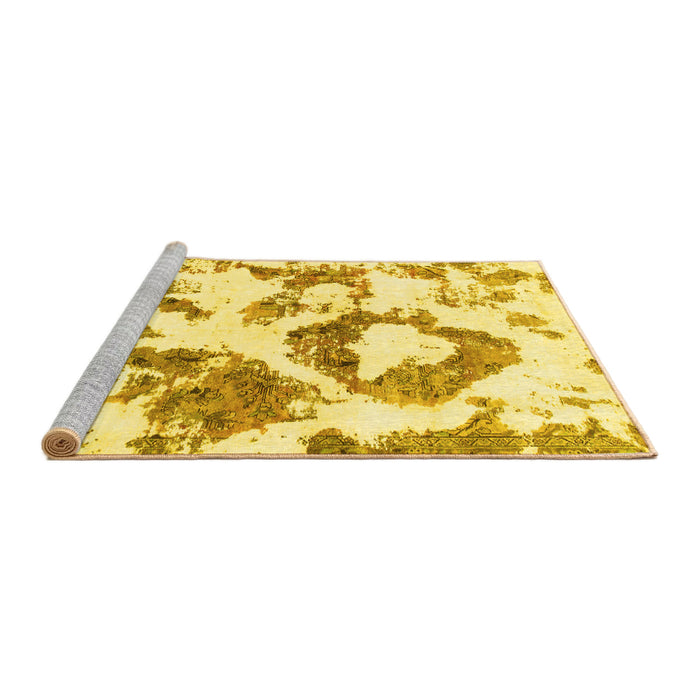 Sideview of Machine Washable Abstract Yellow Modern Rug, wshabs953yw