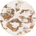 Round Abstract Champagne Beige Modern Rug, abs953