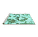 Sideview of Machine Washable Abstract Turquoise Modern Area Rugs, wshabs953turq