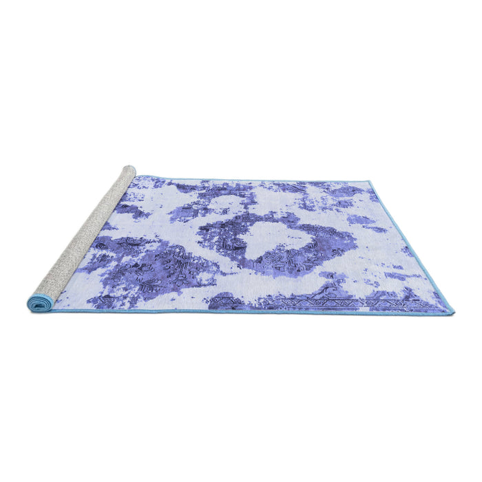 Sideview of Machine Washable Abstract Blue Modern Rug, wshabs953blu