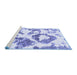 Sideview of Machine Washable Abstract Blue Modern Rug, wshabs953blu